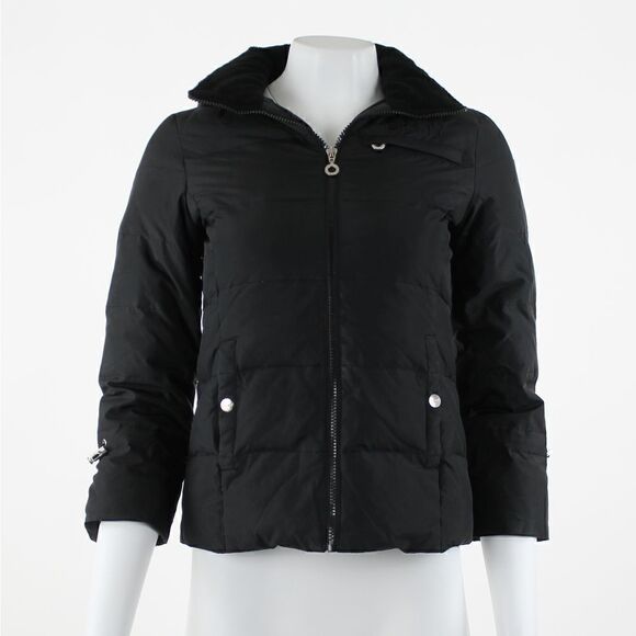 DKNY Women's Puffer Jacket in Black with Removable Hoodie - Picture 2 of 5